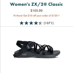 Women’s ZX/2 Classic Black Chaco Sandals Size 9 W